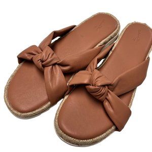 Universal Thread SIZE 11 Womens Tan Faux Leather Dena Knotted Espadrille Sandals